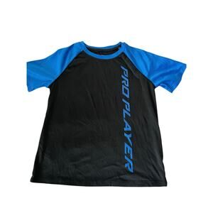 Pro Player Boys Black Blue Short Sleeve Activewear T-Shirt Youth Size 10/12